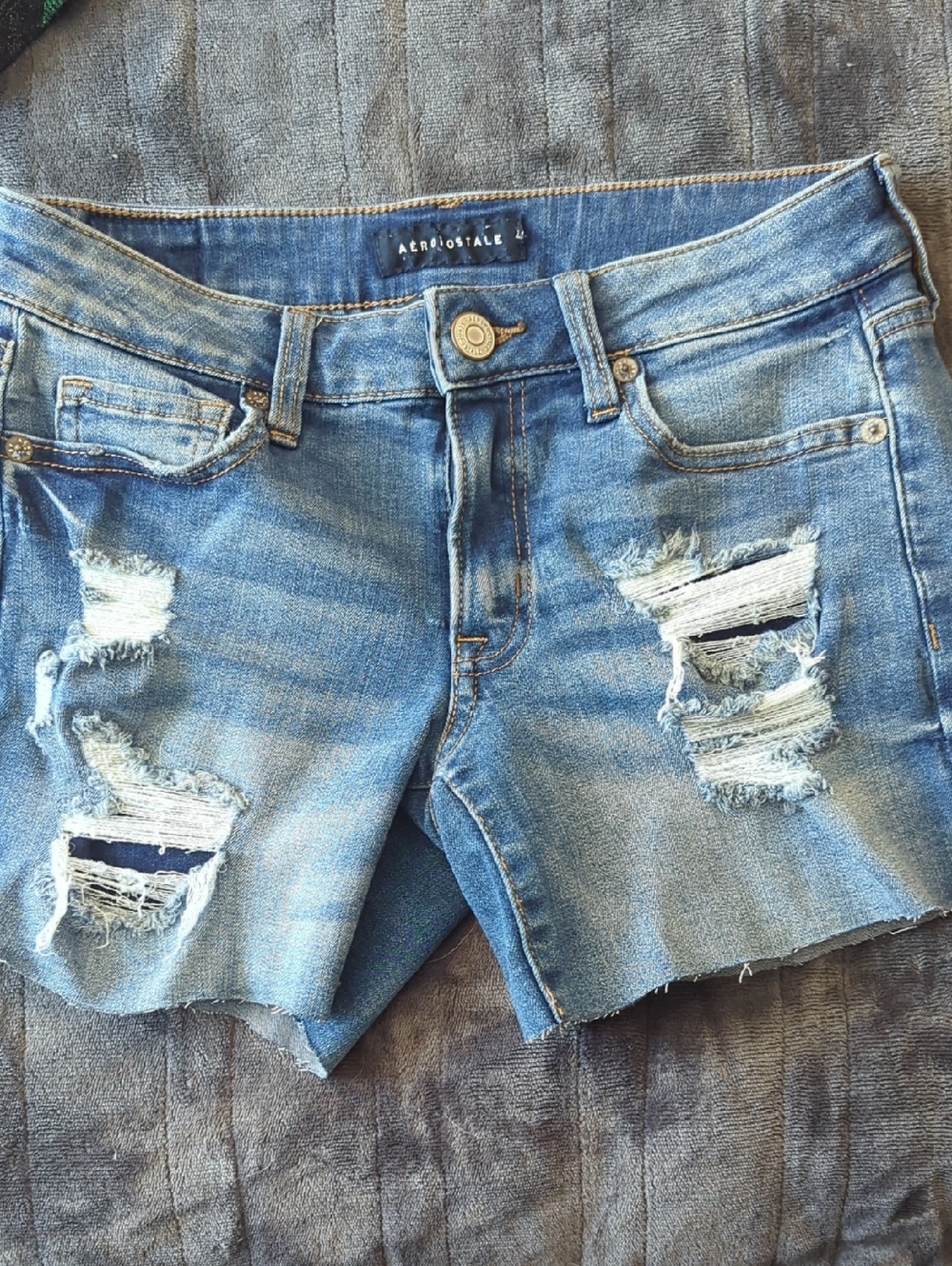 Aeropostale Ripped Blue Denim Cutoff Shorts